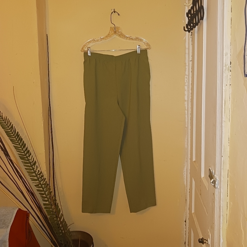 Allison Daley womens green wide leg pull on pants size 10